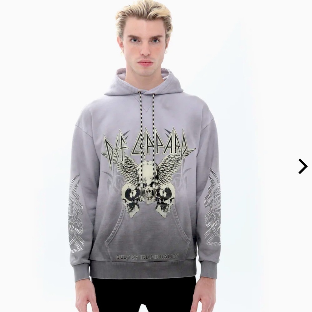 Cult Of Individuality  PULLOVER SWEATSHIRT IN DEF LEPPARD TRIBAL GREY